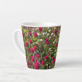 ピンクの花 カフェラテマグ (左アングル)