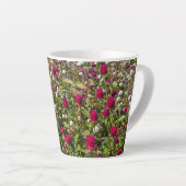 ピンクの花 カフェラテマグ (右アングル)