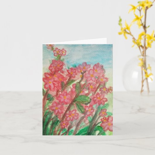 ピンクの花 カード (黄色い花)