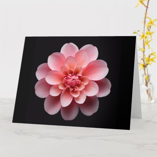 ピンクの花 カード (黄色い花)