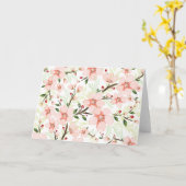 ピンクの花 カード (黄色い花)