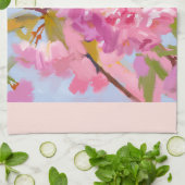 ピンクの花 キッチンタオル (折り畳み)