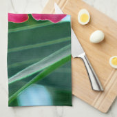 ピンクの花 キッチンタオル (四つ折り)