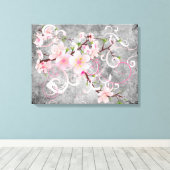 ピンクの花 キャンバスプリント (インサイチュ (ウッドフロア))