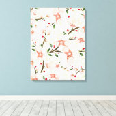 ピンクの花 キャンバスプリント (インサイチュ (ウッドフロア))