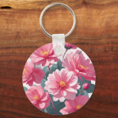 ピンクの花 キーホルダー (正面)