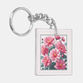 ピンクの花 キーホルダー (正面左)