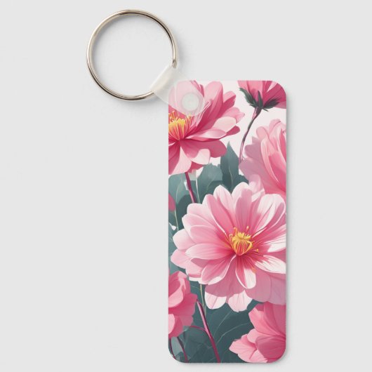 ピンクの花 キーホルダー (正面)