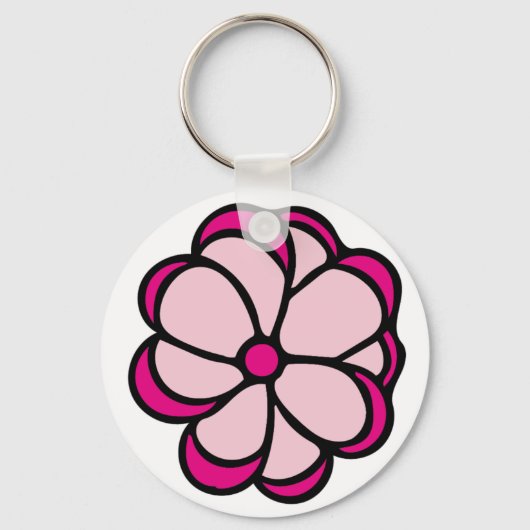 ピンクの花 キーホルダー (正面)