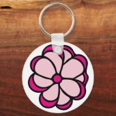 ピンクの花 キーホルダー (正面)
