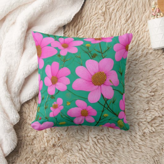 ピンクの花 クッション (ブランケット)