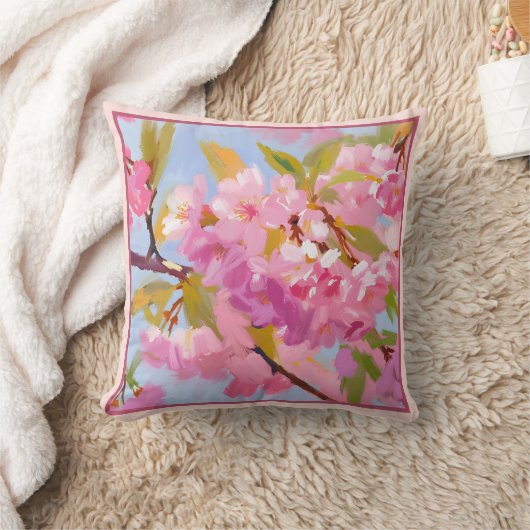 ピンクの花 クッション (ブランケット)