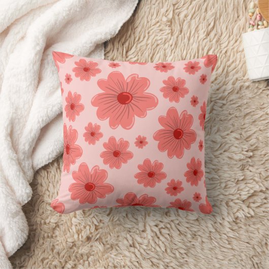 ピンクの花 クッション (ブランケット)