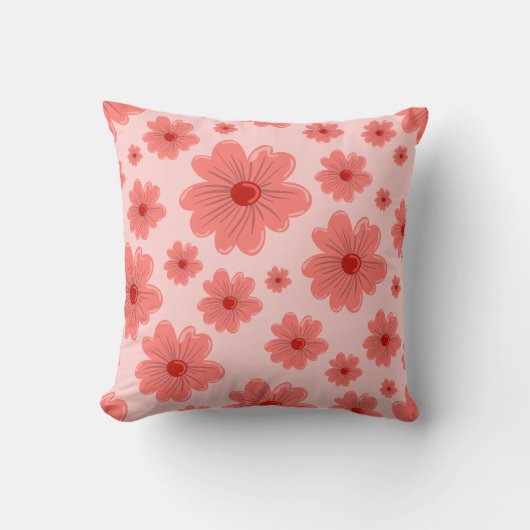 ピンクの花 クッション (正面)
