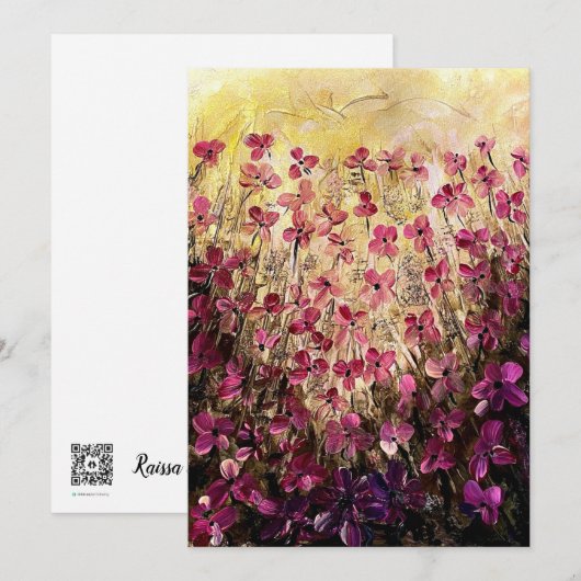 ピンクの花 サンキューカード (正面/裏面)