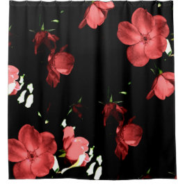 ピンクの花 シャワーカーテン