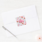 ピンクの花 スクエアシール (封筒)