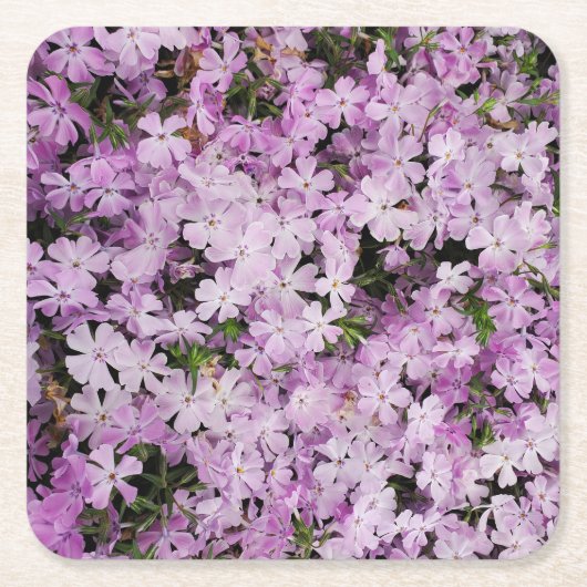 ピンクの花 スクエアペーパーコースター (正面)