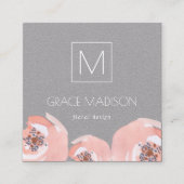 ピンクの花 スクエア名刺 (正面)