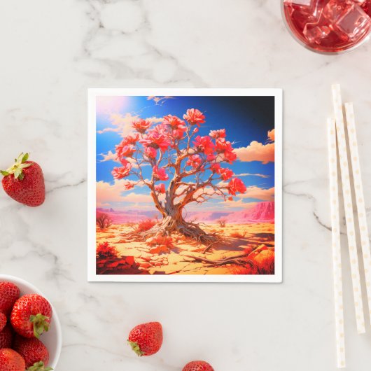 ピンクの花 スタンダードカクテルナプキン (インサイチュ)