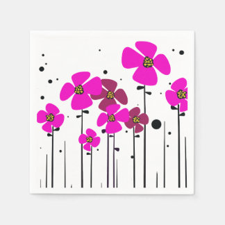 ピンクの花 スタンダードカクテルナプキン
