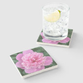 ピンクの花 ストーンコースター (横)