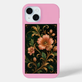 ピンクの花 スマートフォンケース | エレガントなフラワーアート iPhone 15ケース