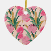 ピンクの花 セラミックオーナメント (正面)