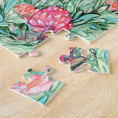 ピンクの花、セージの緑、シームレス。 ジグソーパズル (側面)