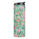 ピンクの花、セージの緑、シームレス。 タンブラー (回転左)