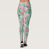 ピンクの花、セージの緑、シームレス。 レギンス (裏面)
