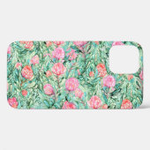 ピンクの花、セージの緑、シームレス。 Case-Mate iPhoneケース (裏面 (横))
