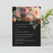 ピンクの花 ダーク フラワル | ウェディング フォト 招待状 (スタンド正面)