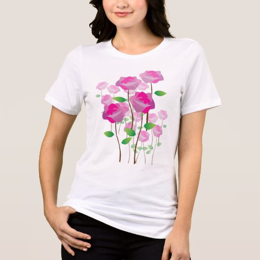 ピンクの花 トライブレンドTシャツ (正面)