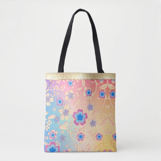 ピンクの花 トートバッグ (正面)