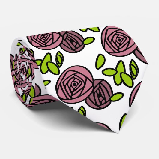 ピンクの花 ネクタイ (ロール)