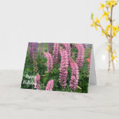 ピンクの花 ハッピーバースデー カード (黄色い花)