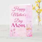 ピンクの花　ハッピー マザーズデー カード (黄色い花)