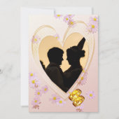 ピンクの花,ハート,写真,リングや輪リハーサルディナー 招待状 (正面)