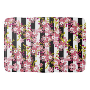 ピンクの花 バスマット