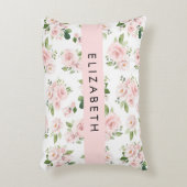 ピンクの花,バラ,水彩の花,あなたの名前 アクセントクッション (正面(垂直))
