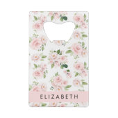 ピンクの花,バラ,水彩の花,あなたの名前 クレジットカード栓抜き (裏面)