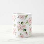 ピンクの花,バラ,水彩の花,あなたの名前 コーヒーマグカップ (中央)