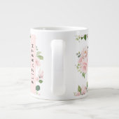ピンクの花,バラ,水彩の花,あなたの名前 ジャンボコーヒーマグカップ (裏面)