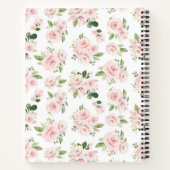 ピンクの花,バラ,水彩の花,あなたの名前 ノートブック (裏面)