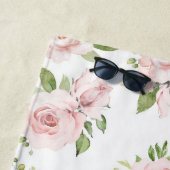 ピンクの花,バラ,水彩の花,あなたの名前 ビーチタオル (インサイチュ)