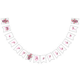 ピンクの花 バンティングフラッグ