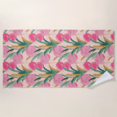 ピンクの花 ビーチタオル (正面)