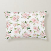 ピンクの花、ピンクのバラ、水彩花 アクセントクッション (正面)