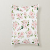 ピンクの花、ピンクのバラ、水彩花 アクセントクッション (正面(垂直))